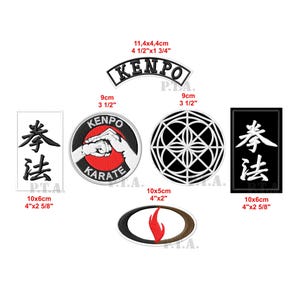 Karate Kenpo PATCH Set 6tlg. Aufnäher Parche brodé patche toppa A.K.K.I. I.K.K.A Kanji