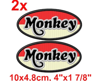 Monkey embroidered iron-on Patch Set of 2, Honda Motorcycle Fan Gift