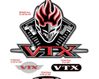 Conjunto de patches termocolantes VTX para motocicletas (4 peças) para fãs e proprietários de motocicletas Honda.