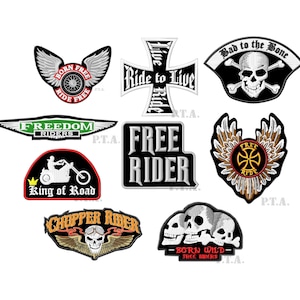 Geboren FreeRideFree Bügelbild PATCH Aufnäher Motorradfahrer Biker Weste Jacke