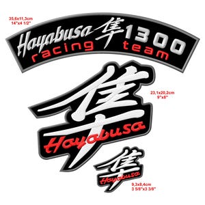 Hayabusa Motorcycle Embroidered Iron-On Patch Set of 3