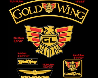 Parches bordados Gold Wing, juego de 5 para motocicletas Honda