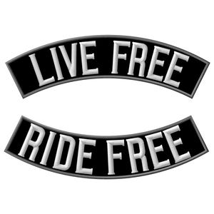 Live Free Ride Free set of 2 Rocker XL iron-on PATCH Aufnäher Parche brodé patche toppa motorcycle rider biker vest jacket Top & Bottom