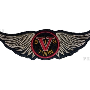 Big V Twin iron-on PATCH Aufnäher Parche brodé patche toppa motorcycle rider biker vest jacket