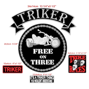 Triker-motorfiets geborduurde opstrijkpatches - set van 5"