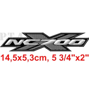 May include: Embroidered patch with the text "NC700" in white, set against a gray and black geometric design. The patch measures 5 3/4" x 2" (14.5 x 5.3 cm).