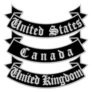 Écusson brodé sur le bas, veste de motard Rider (13 1/2 po. x 5 1/2 po.)