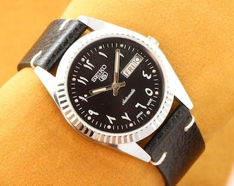 【自動巻】SEIKO セイコー5 デイデイト メンズ腕時計 ブラック文字盤 ヴィンテージ リニューアル セイコー 5 自動巻き 日本製 デイデイト