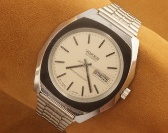 Vintage VOKEN Automatic Mens WHITE DIAL Japan Working Wrist Watch