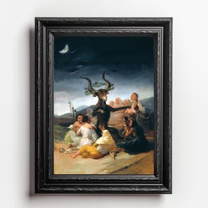 Witches Sabbath by Francisco Goya Digital Download 17 Sizes - Gothic Witchcraft Scene, Dark Atmosphere, Occult Art, Crescent Moon Bat