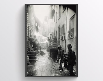 Bandit's Roost, New York City criminal street, gang, antique cobblestone Street, vintage photo, Wall Decor, gangster, Digital Download