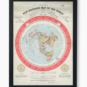 Vintage Gleason's 1892 New Standard Flat Earth - Historische Kartographie, Weltkarte, digitaler Download, hohe Auflösung, Größen
