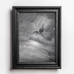 Epic Gustave Doré Fallen Angel Art from Paradise Lost - Intricate Vintage Digital Download Print - Literature Illustration for Home Decor