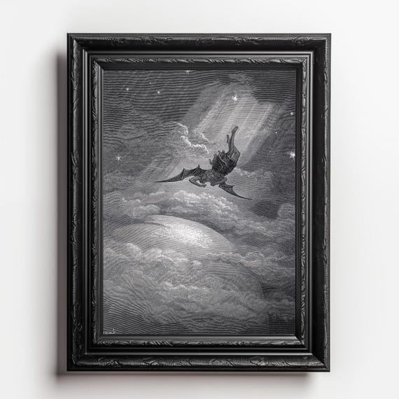 Epic Gustave Doré Fallen Angel Art From Paradise Lost - Intricate