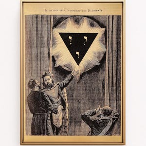 Masonic Mystical Ceremony Illustration: Digital Download - 17 Sizes, Freemasonry, Masonic art, Occult, Home Decor, Wall art