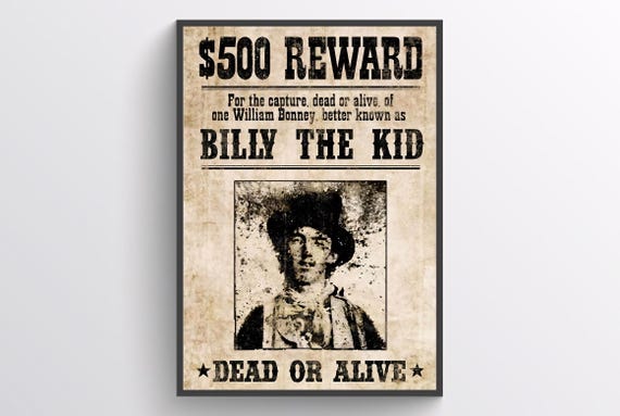 Billy the Kid Wanted Poster - Historic Wild West Outlaw Digital