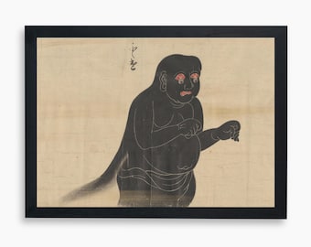 牛鬼、蜘蛛の怪物、ビンテージの日本の版画、ダークな民芸品