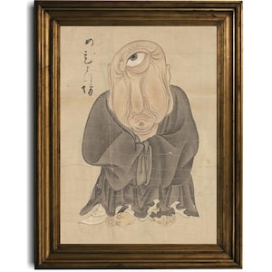 Hyakki Yagyo Ukiyo-e Art Print, One-Eyed Yokai Demon, Vintage Japanese Folklore Poster, Digital Download, Traditional, Monster Illustration