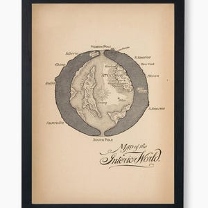 Carte du monde intérieur - Illustration géologique fantastique, décoration de fiction spéculative, téléchargement numérique, haute résolution, 11 tailles