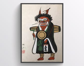 牛鬼蜘蛛怪獣版画：ヴィンテージ日本の妖怪民芸品（デジタル