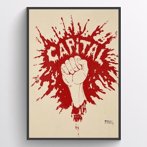 Empowered Resistance Poster - Bold Red Fist Illustration Digital Download - 20 Sizes  Socio-Political Art for Walls or Offices
