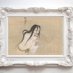 Ethereal Yokai Hone-Onna Illustration - Vintage Japanese Folklore Art Print - Ghostly Yurei Girl Spirit Decor - Demon Digital Download