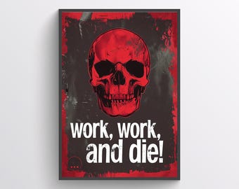 Bold Anarchist Red Skull Digital Download - 23 Sizes Dark Grunge Art, Gritty Rebellious Wall Decor, Unique Home Office Poster