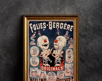 Vintage Folies-bergère Clown Poster - 17 Sizes, Retro Comedy