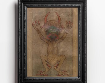 Devil's Bible, Codex Gigas - Satan's Portrait Art Print - Digital