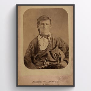 Jesse James, Old West robber, vintage photo, poster digital download, Wild West outlaw print, Sepia Tone Historic Crime, Digital Download