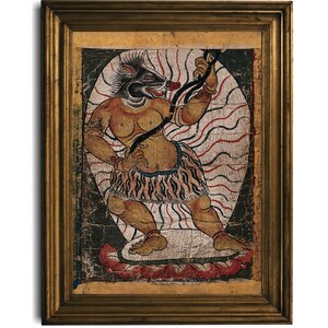 Mythological Tibetan Demon Art Print | Digital Download | Vintage Buddhist Decor | Antique Painting | Spiritual Wall Art | Unique Gift