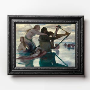 Ulysses and the Sirens, Mythological Nautical Scene, John William Waterhouse Art, Sirens and Hero Lyre Player, Digital Download