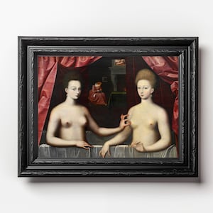 Gabrielle d'Estrées, historisch schilderij digitale download, kunst aan de muur Franse renaissance, decor vrouwelijke schoonheid, afdrukbare kunst, 300 DPI