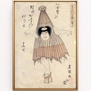 Karakasa-Obake Yokai Art Print: Traditional Japanese Illustration - Umbrella Monster - Dark Demonology Wall Art - Digital Download Poster