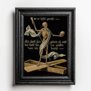 Ethereal Reaper: Gothic Skeleton Digital Art Print - Medieval Memento Mori - Dark art - Gothic decor - Death - Print - Poster
