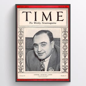 Vintage 1930 TIME Magazine Cover | Al Capone  | Historic Crime | Mafia Scarface  gangster | Unique Home Decor | Instant Download