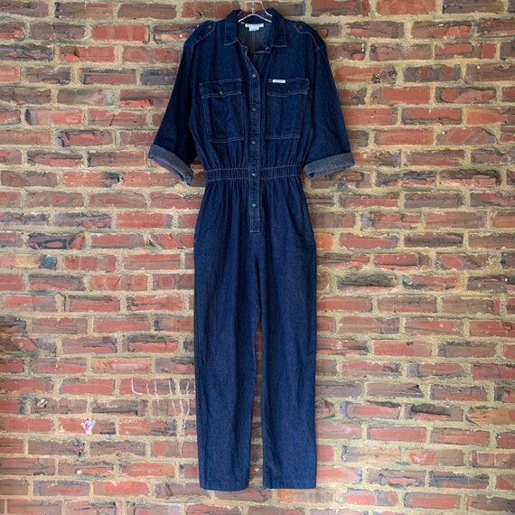 Cute Vintage 80s Medium IDEAS Blue Denim jumpsuit… - image 1