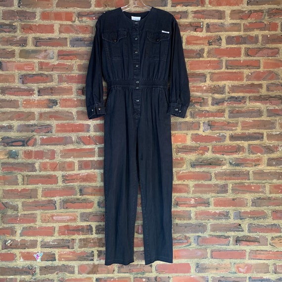 Awesome Vintage 80s Black IDEAS collarless jumpsui