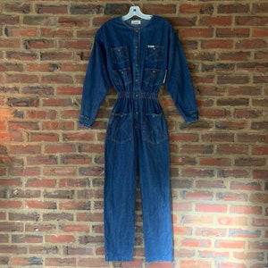 NWT Rare Small Vintage 80s IDEAS denim jumpsuit overalls mechanic boiler suit snaps women’s