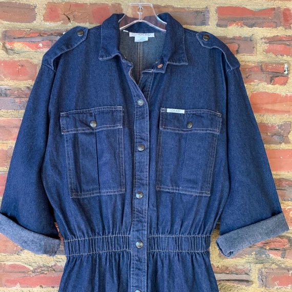 Cute Vintage 80s Medium IDEAS Blue Denim jumpsuit… - image 2