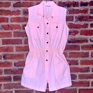 Peach 80s IDEAS VTG Romper overalls Culottes women’s Medium Jumpsuit Shorts