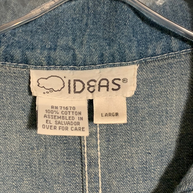 80s IDEAS romper Vintage blue denim snaps overalls Culottes women/'s Large