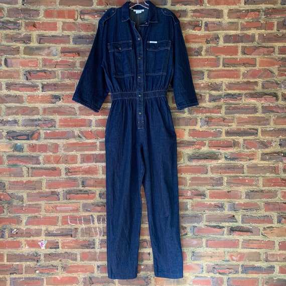Vintage 80s Large IDEAS Blue Denim jumpsuit overal