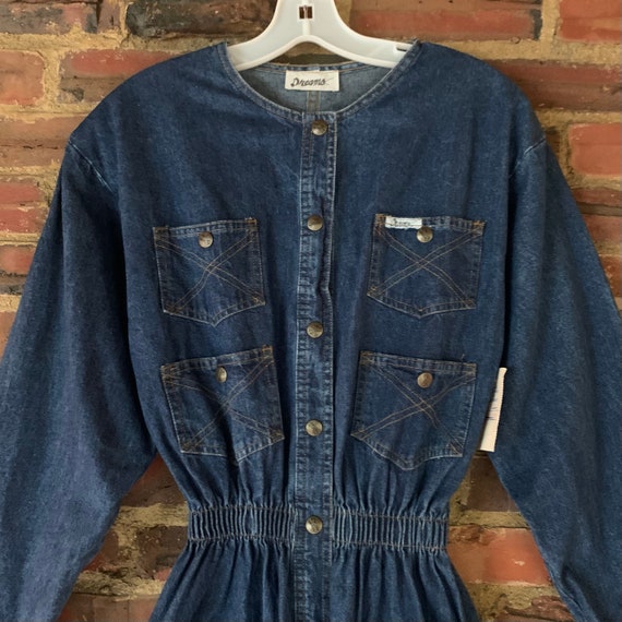 NWT Rare Small Vintage 80s IDEAS denim jumpsuit o… - image 2