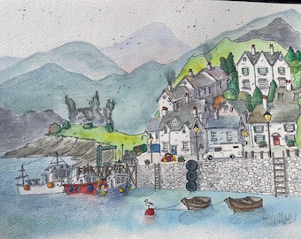 Isle of Skye Original Watercolor Painting/Urban Sketch