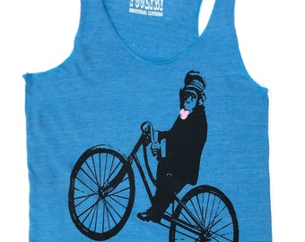 Camiseta sin mangas con espalda cruzada para mujer Bicycle Monkey en azul