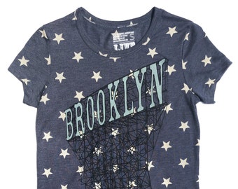 Women's Brooklyn T-Shirt in Blue with White Stars