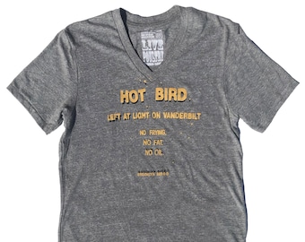 Brooklyn's HOT BIRD BBQ Vneck Tshirt in Grey