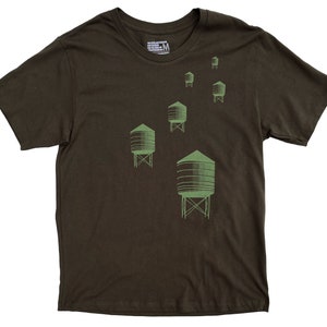 Water Towers-t-shirt voor heren in donkerbruin