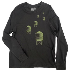 NYC Water Towers-T-shirt met lange mouwen voor heren in donkergrijs